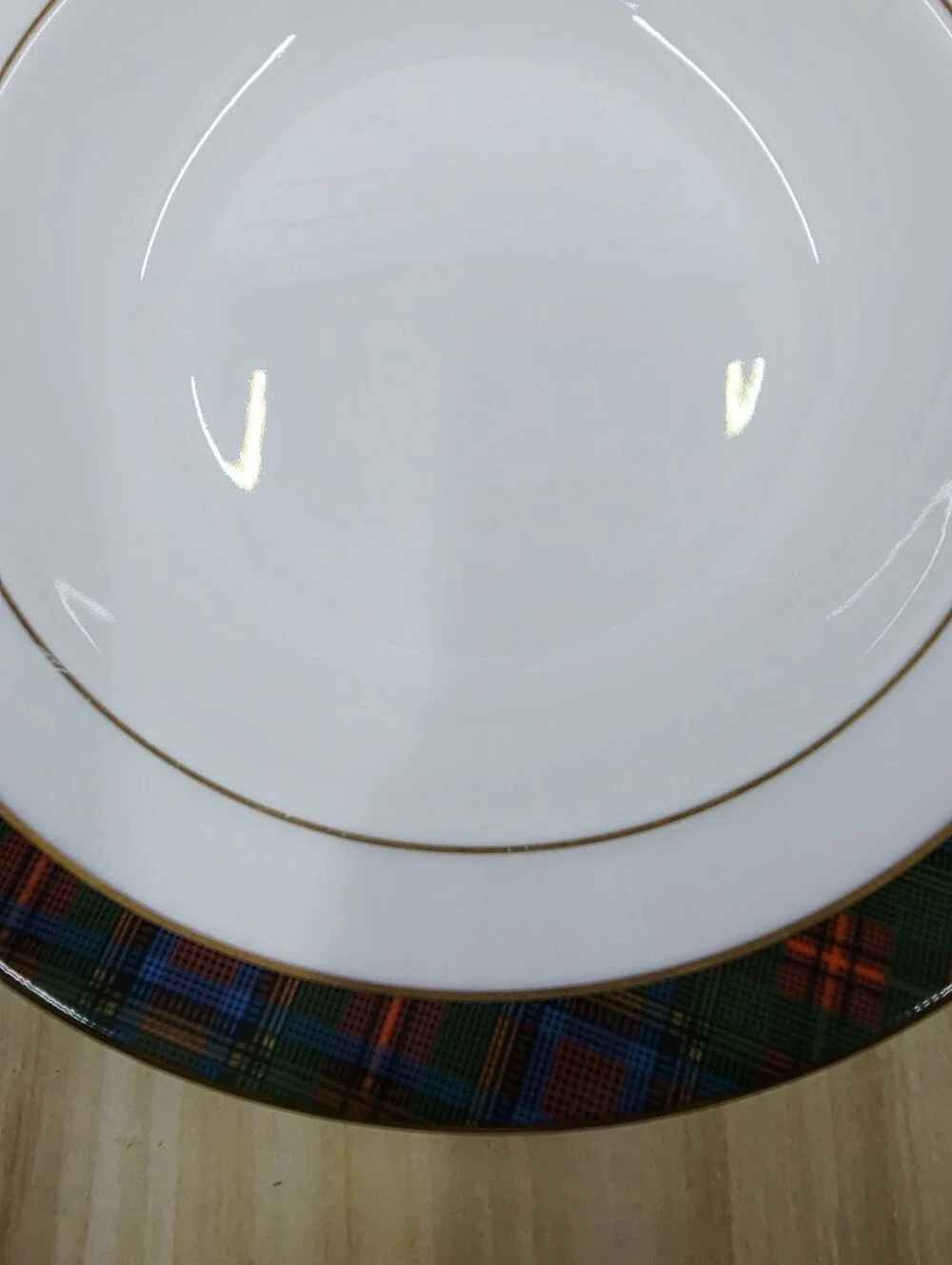 Wedgwood Ralph Lauren Highland Pattern Soup Bowl Red Green Tartan Rim England